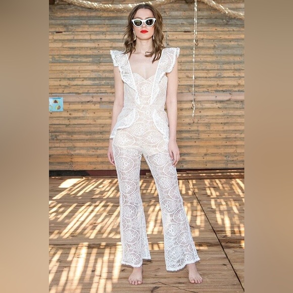 Seven Wonder White Lace Vici Jumpsuit US 4 - Picture 4 of 6